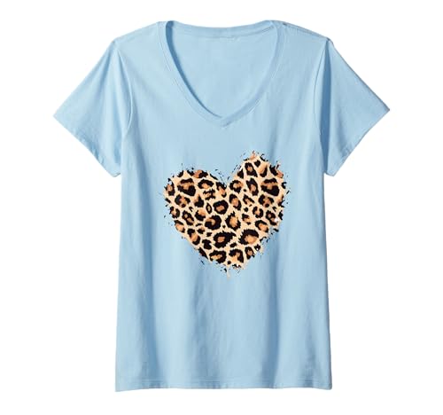Femme Chemise léopard pour Femme et Fille avec Motif léopard T-Shirt avec Col en V