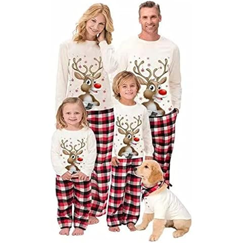 Gellmall Christmas Pajamas Family Dad Mom Kids Baby Sleepwear Nightwear Xmas Pyjama Set House Suit With Reindeer Print 14Y Cover