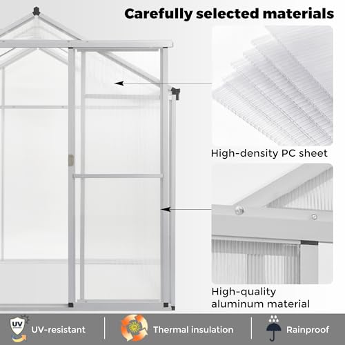 6x10ftgreenhouseforoutdoorspolycarbonategardenbackyardgreenhousewithadjustableroofventaluminumlargewalkingreenhousesilver Urban Country Home Decor 6 x 10 ft greenhouse for outdoors polycarbonate garden backyard greenhouse with adjustable roof vent aluminum large walk in greenhouse silver urban country home decor