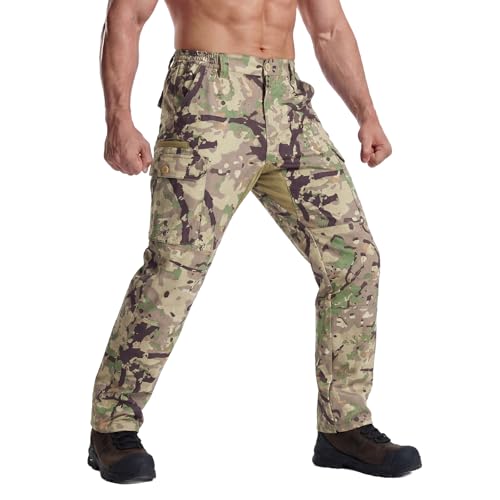 LOOGU Camo Hunting Pants for Men Water-Resistant Quiet & Matte Turkey Hunting Camo Pants for Men with 6 Pockets 30W x 30L Loogu Spretta Mt Camo