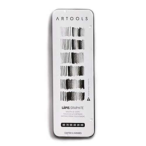 Lapis Preto Graduacao, Hb-2B-4B-6B-7B-8B, Estojo 6 Unidades, Artools  