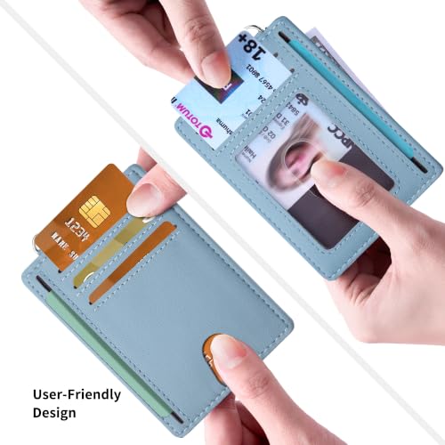 Image of Mayski Slim Wallet, Credit Card Holder for Women, Minimalist Front Pocket RFID Blocking Card Cases, Small Wallet Women Men(MF Blue)