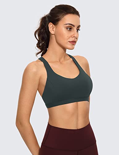 Image of CRZ YOGA Strappy V Neck Sports Bras | Medium Support, Removable Pads, Yoga, Brushed, Criss Cross Back, for Women