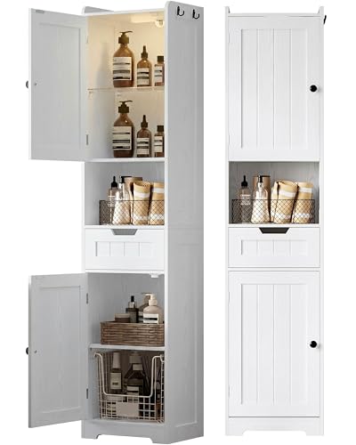 LIKIMIO 68' Tall Bathroom Storage Cabinet with Lights, Narrow Bathroom Storage Cabinet with...
