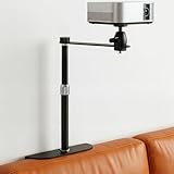 Beamer Ständer für Bett & Sofa, Projektorhalterung ohne Bohren – 360° Drehbarer Beamer Halterung Wand/Nachttisch, Stabil Stahl Beamer Wandhalterung für Schlafzimmer & Wohnzimmer (23.5–37.5 cm)