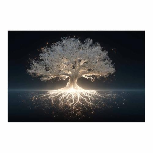 Déco d'art murale en salle de bain toile arbre de la vie ZAMAEIU contre les murs vides