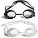The Friendly Swede 2 Pack Swim Goggles for Adults with Interchangeable Nose Pieces and Protective Cases, Black and Clear (Black + Clear)