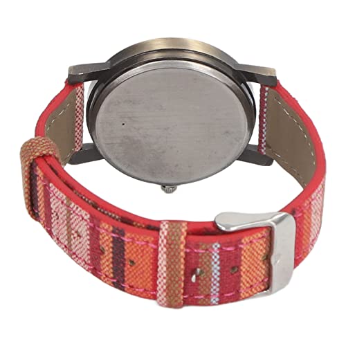 OEBUAFI Reloj Bohemio Multicolor para Mujer con Correa de Piel Sintética de Primera Calidad, Material de Latón Duradero, para Fiesta de Cumpleaños, Pila de Botón Incluida (Rojo)