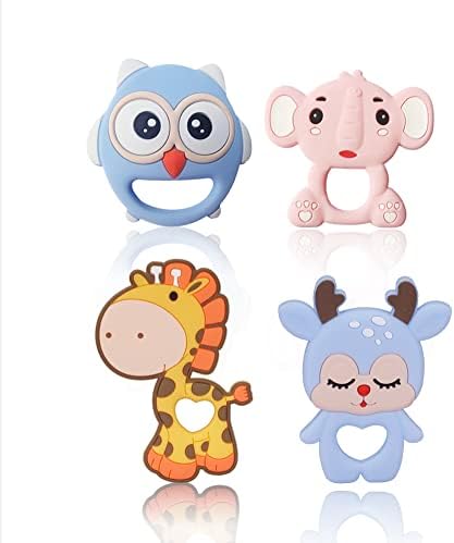 CHILLAX Teether Toys - Soothing Baby Teething Relief Toys, Helps Relieve Gum Pain - Soft, Easy-to-Grip, Non-BPA Silicone Teethers for Babies - Dishwasher-Safe - Shower Gifts for Infants 3+ Months Old
