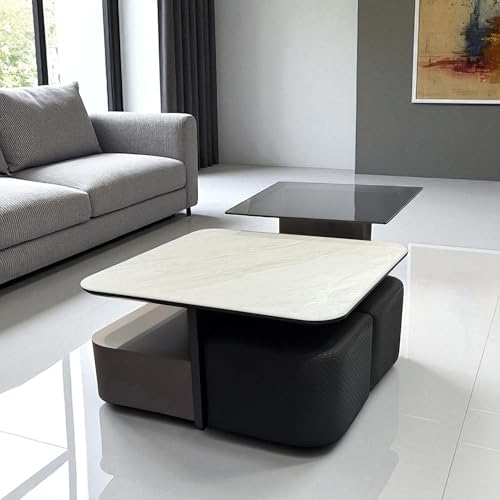 The Attic Kingston Coffee Table Set with 2 stools, Modern Coffee Table for Living Room