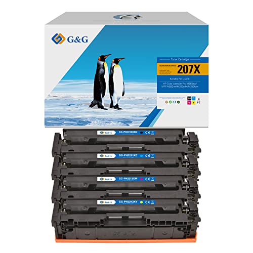 Toner HP 207X noir et couleur compatible G&G avec puce pour résoudre les pannes d'encre sur M255dw