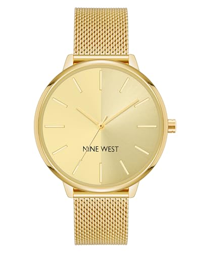 Nine West Reloj de Pulsera de Malla para Mujer, Dorado