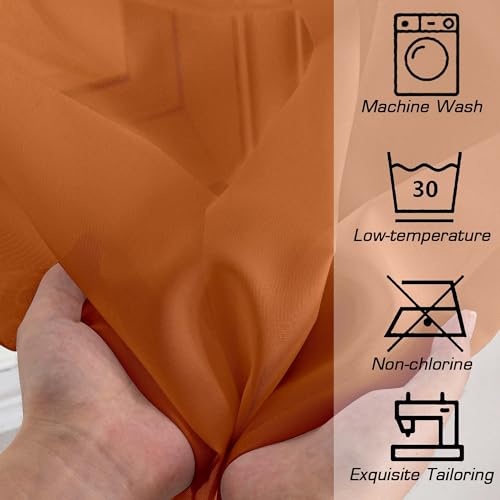 Image of OWENIE Sheer Curtains 72 Inches Long 2 Panels Set, Light Filtering Sheer Curtain Rod Pocket Clear Drapes for Living Room Bedroom Window Sliding Door, Each 42 x 72 Inch, Orange