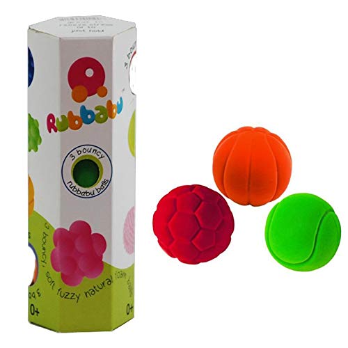 Rubbabu 3 Small Sports Ball Made by Natural Rubber Safe & Soft Ball for