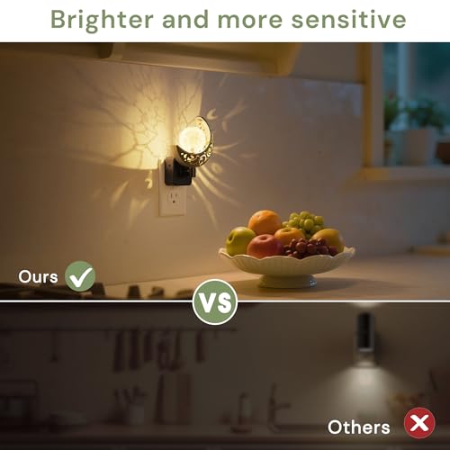 Image of L LOHAS LED Night Lights Plug into Wall: Moon Sphere Decor Landscape Night Light, Dusk to Dawn Sensor Glass Globe Nightlight, 0-100LM Dimmable, for Bedroom Living Room Hallway