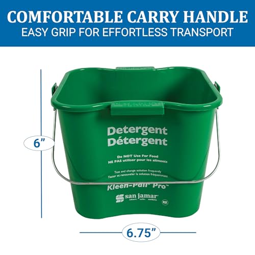 Image of San Jamar Kleen-Pail Pro, Bucket with Handle for Cleaning Products in Commercial and Home Setting, 3 Qts, 1 Count, Green