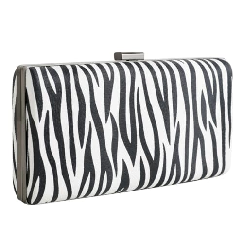 PACKOVE Bolso de Mano para Fiesta Estampado de Cebra, Material Pu Elegante y Práctico para Almacenamiento de Objetos Personales en Color Negro