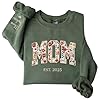 UrbanNEST Custom Floral Applique Embroidered Mom Sweatshirt, tshirt, hoodie, Personalized Sweatshirt, Mother Gifts, Gift for Birthday, Gift for Christmas.
