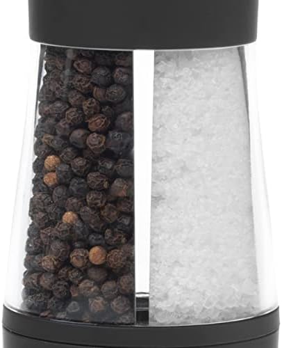 Salter 7612 BKXRA Dual Salt and Pepper Grinder Set, 2 in 1 Design Mechanical Mill, Refillable Spice Grinders, Adjustable for Fine to Coarse Grinding, Manual Twist to Grind, Ceramic Mechanism, Compact