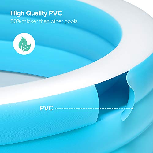 Sable Inflatable Pool, Blow Up Swimming Pool, for Family Party Water Sports with Backrest and Built-in Bench, Blue - Thumbnail 4