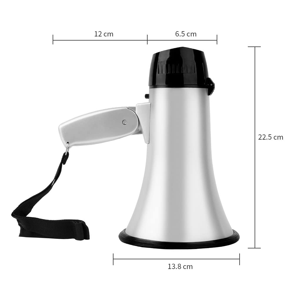 Mégaphone portatif Sirène mégaphone professionnelle 25 W haut-parleur multifonction avec conversation, sirène pour sports intérieurs et extérieurs, réponse d'urgence Haut-parleur Sirène Bullhorn