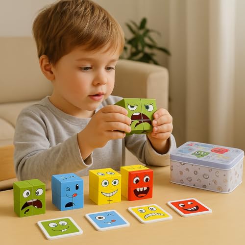 Image of Toy Imagine Emoji Face Cube Puzzle Game for Kids - Fun Expression Matching Challenge for Boys 7-14 Years - Brain Teaser Gift Toy - Creative Learning Game for All Ages