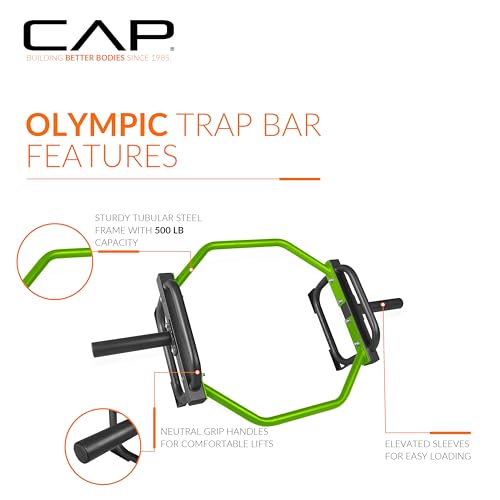 Image of CAP Olympic Trap & Shrug Bar with Elevated Grip, 500-Lb Capacity