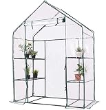 FBKPHSS Walk-in Greenhouse, Large Reinforced Green House Multifunction Waterproof Portable Outdoor G