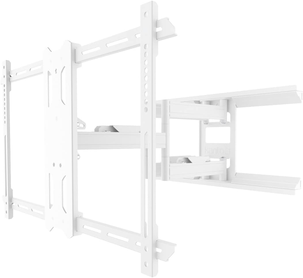 Kanto PDX650W Full Motion Articulating TV Wall Mount for 37-inch to 75-inch TVs | Low Profile with 22" Extension | Integrated Cable Management | Swivel and Tilt Capable | White