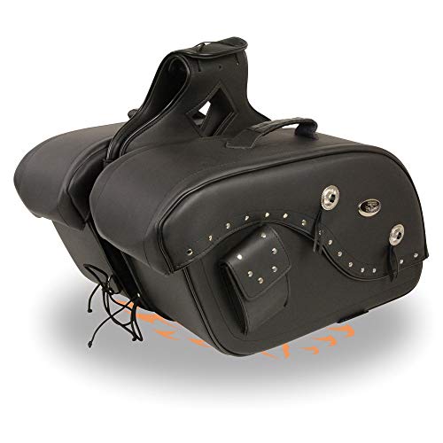Image of Milwaukee Leather Studded Throw-Over Motorcycle Saddlebags - Synthetic Leather - Universal Fit - Zip-Off - Medium