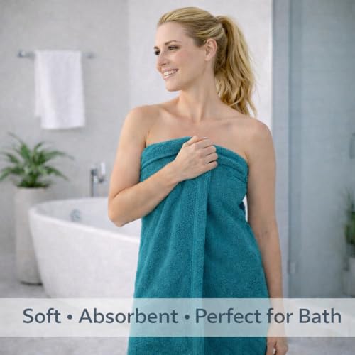 Image of Fitness Mantra Cotton Bath Towel 650 GSM | Heavyweight, Soft & Absorbent | Quick Dry | Large 30 x 60 Inch Towel for Daily Bath Use | 1 Peace| Dark Teal|