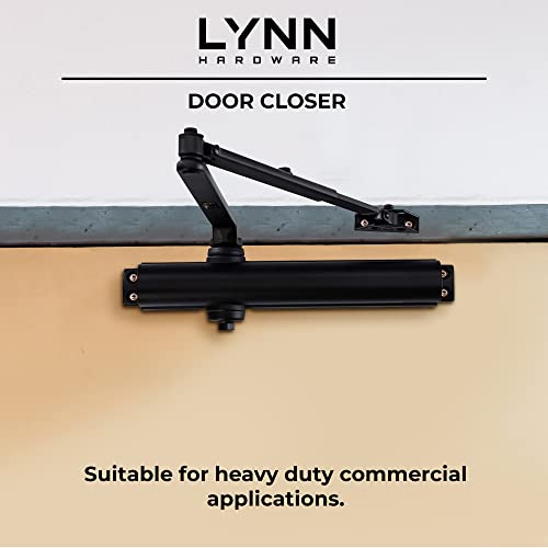 Lynn Hardware Heavy Duty Commercial Door Closer, Dc8016 Automatic Door Closer, Surface-Mounted Auto Door Closer, Size 1-6 Commercial Door Closer Heavy Duty For Heavy Traffic Areas, Matte Black #TOP4
