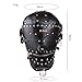 Fully Enclosed PU Leather Mask, Fashionable Punk Hood, Unisex, Meticulously Crafted-USRT05 (Black)