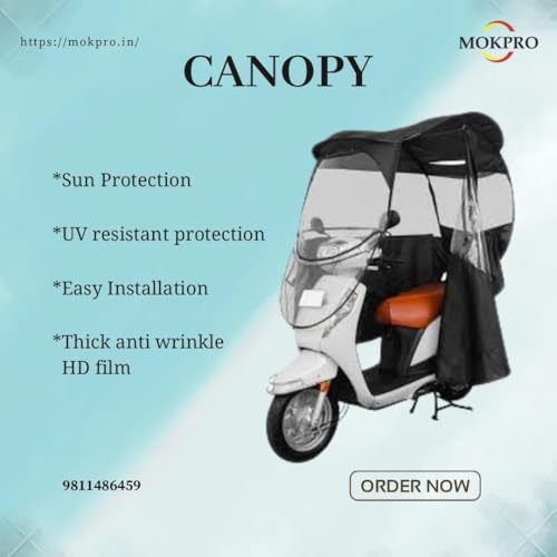 Image of Folding Motorcycle Canopy, Motorbike Sun Visor, Shade Tent, Umbrella, Windshield & Rain Cover - Universal Fit, Foldable, UV & Weather Protection (Blue)