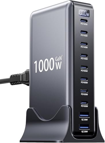 Image of MX 1000W GaN Charging Station, 10 Port USB C Fast Charger (8 USB-C + 2 USB-A), PD 140W Desktop Charger for MacBook, iPhone, Android & Laptops