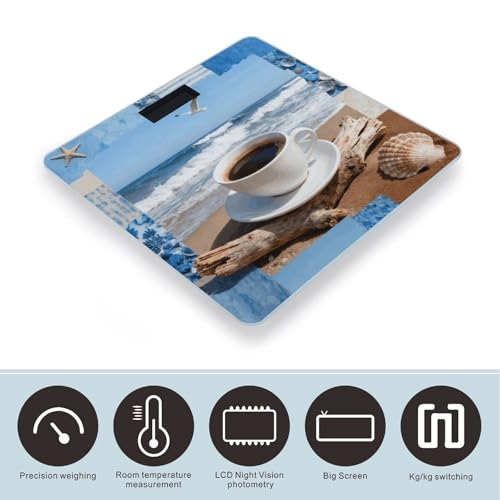Báscula digital para baño Coastal Coffee Collage miniatura 3