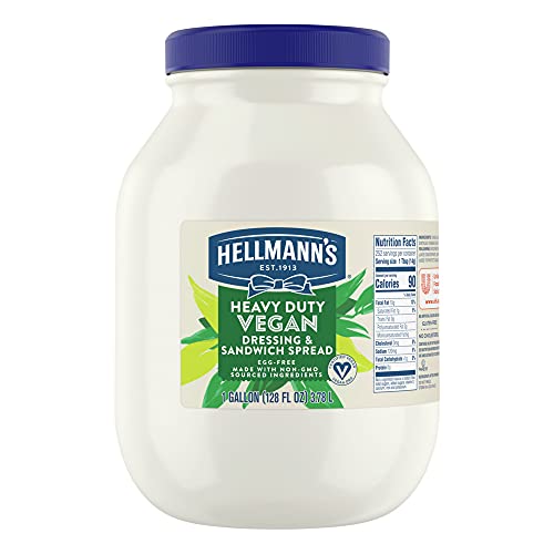 Hellmann's Heavy Duty Vegan Mayonnaise Jar, Creamy Plant Based Mayo, Condiment for Salads and...