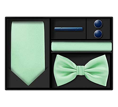 Image of Tie G .5pcs Tie set in a gift box : Tie sets : Solid color Neck tie,Satin Bow tie,Pocket Square, Lapel, Cuffs link