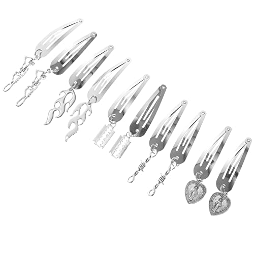 Clips de presion goticos Y2K de metal vintage para pelo de mujer y nina pack de 5