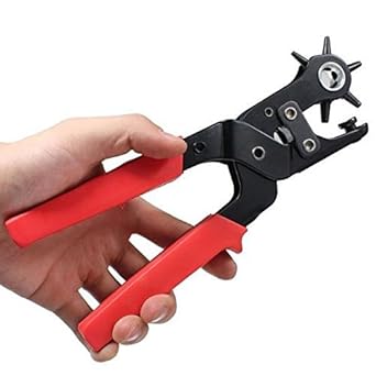 AmigozZ Heavy Rotary Leather Hole Punch Tool for Belts; Watch Bands; Dog Collars; Saddles; Fabric; DIY Home or Craft Projects -6 punching options