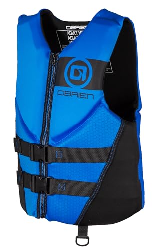 OBrien Mens Traditional RS Life Jacket USCG & Transport Canada Approved Front Hinge with Wide Armholes Zip Closure & Dual Adjustable Belts