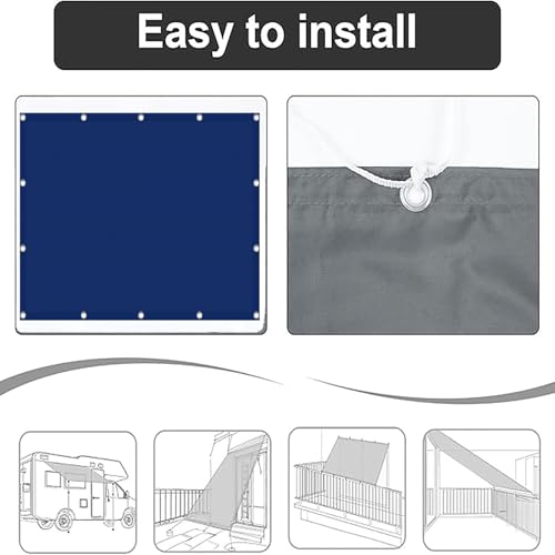 Voile d'ombrage imperméable rectangulaire bleu foncé filet d'ombrage résistant