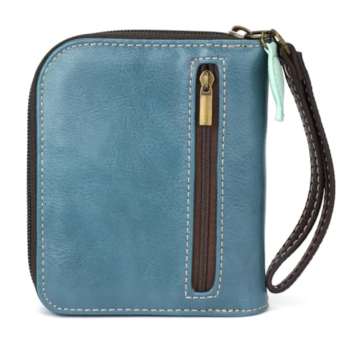 Image of CHALA Zip Around Wallet, Wristlet, 8 Credit Card Slots, Sturdy Pu Leather - Octopus - Blue
