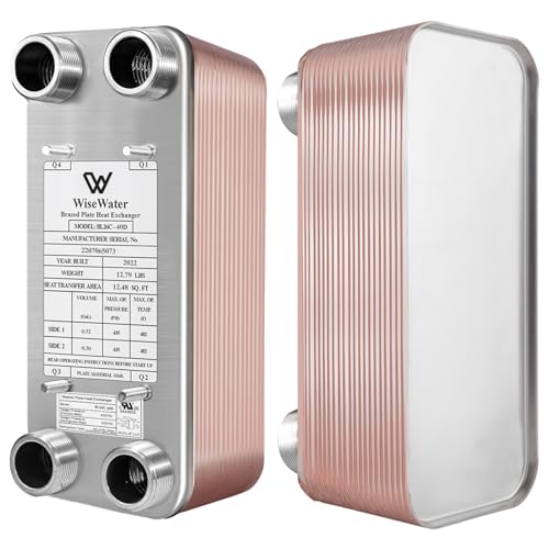 AB Plate Heat Exchanger, 5"x 12" 100 Plates Water To Water Heat Exchanger, Copper/SS316L Stainless Steel Brazed Plate Heat Exchanger For Floor Heating, Water Heating, Snow Melting - Thumbnail 5