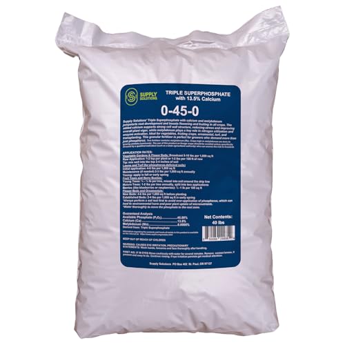 Supply Solutions | 0-45-0 Triple Superphosphate with 13.5% Calcium | High Phosphorus Bloom Booster Fertilizer for Indoor Plants Flowers Orchids Citrus Lawns Vegetables & Fruit Trees (40 Pounds)