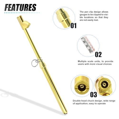 Image of MEANLIN MEASURE 2PCS Gold Double Straight Type Tire Pressure Gauge, Dual Head Air Pressure Gauge, Pressure Range 10-150 Psi (Suitable for Trucks, etc.)