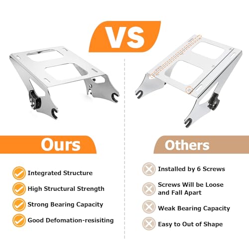 WeiSen Two-Up Tour Pack Pak Mount Gepäckträger Quick-Detach Kompatibel mit Harley Davidson Touring Street Glide/Electra Glide/Road Glide/Road King 2014-2022