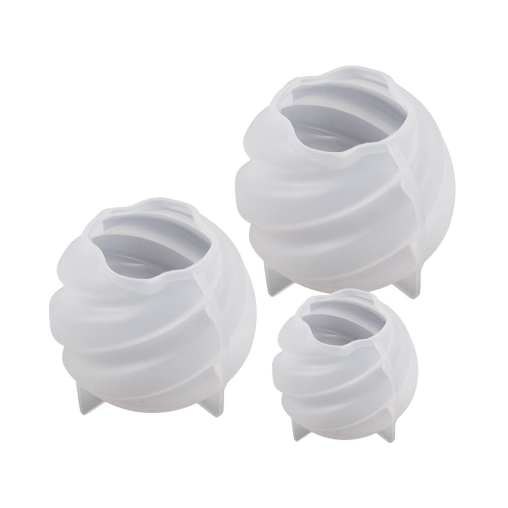 CTRLZS 3 PCS Rotating Ball Candle Mold Creamy-White Silica Gel DIY Handmade 3D Plaster Resin Gypsum