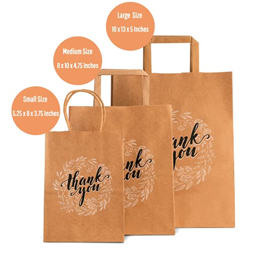 Ospecks Medium Size 8X4.75X10 Inch Paper Bags, 50 Count, Thank You Gift Bags Bulk With Handle (No Bow Or Ribbon), Brown Kraft Paper Bags For Retail Shopping, Wedding, Goodies, Merchandise For Customers Or Guests #TOP1
