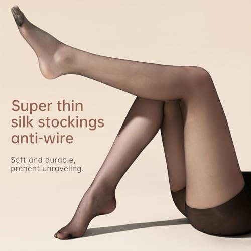 Image of 2 Pairs Women's Sheer Tights 50D Ultra Thin Soft Nylon Regular Panty Multicolour High Sheer Anti-slid Pantyhose